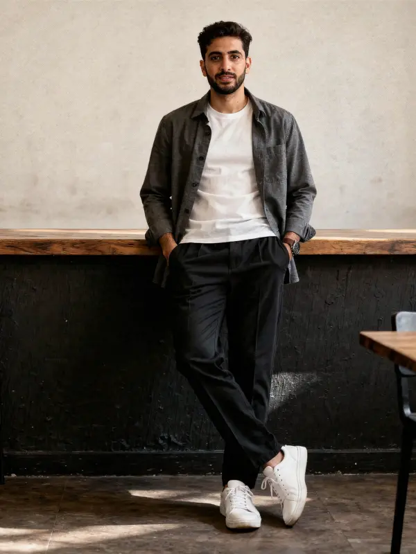 Pantalon Zara noir dans un café à Tunis